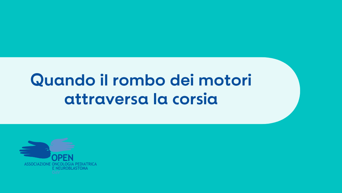 Una grafica con il logo della OPEN OdV: c'è scritto "Quando il rombo dei motori attraversa la corsia"