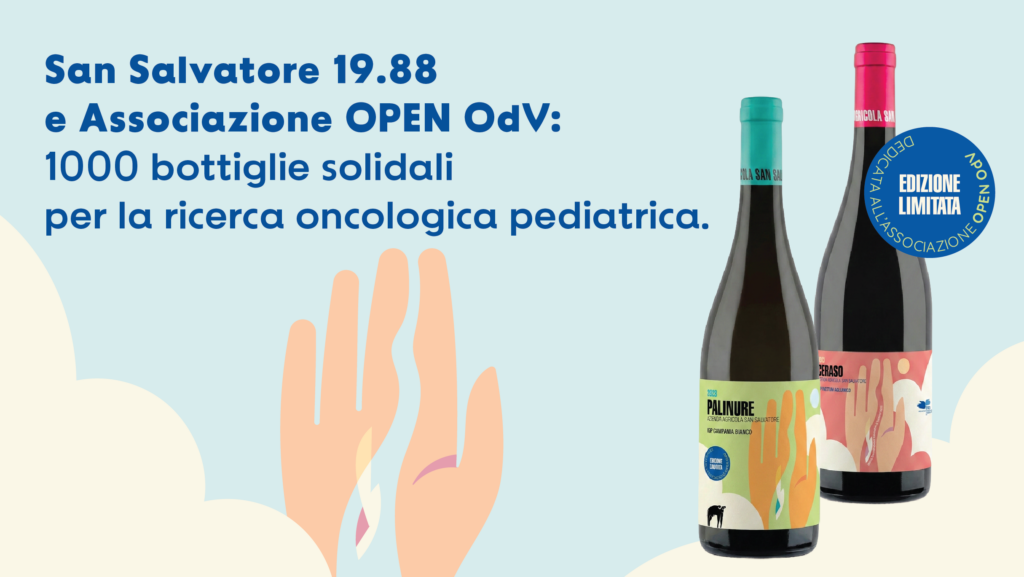 Grafica che mostra le bottiglie speciali di San Salvatore e il titolo dell'articolo